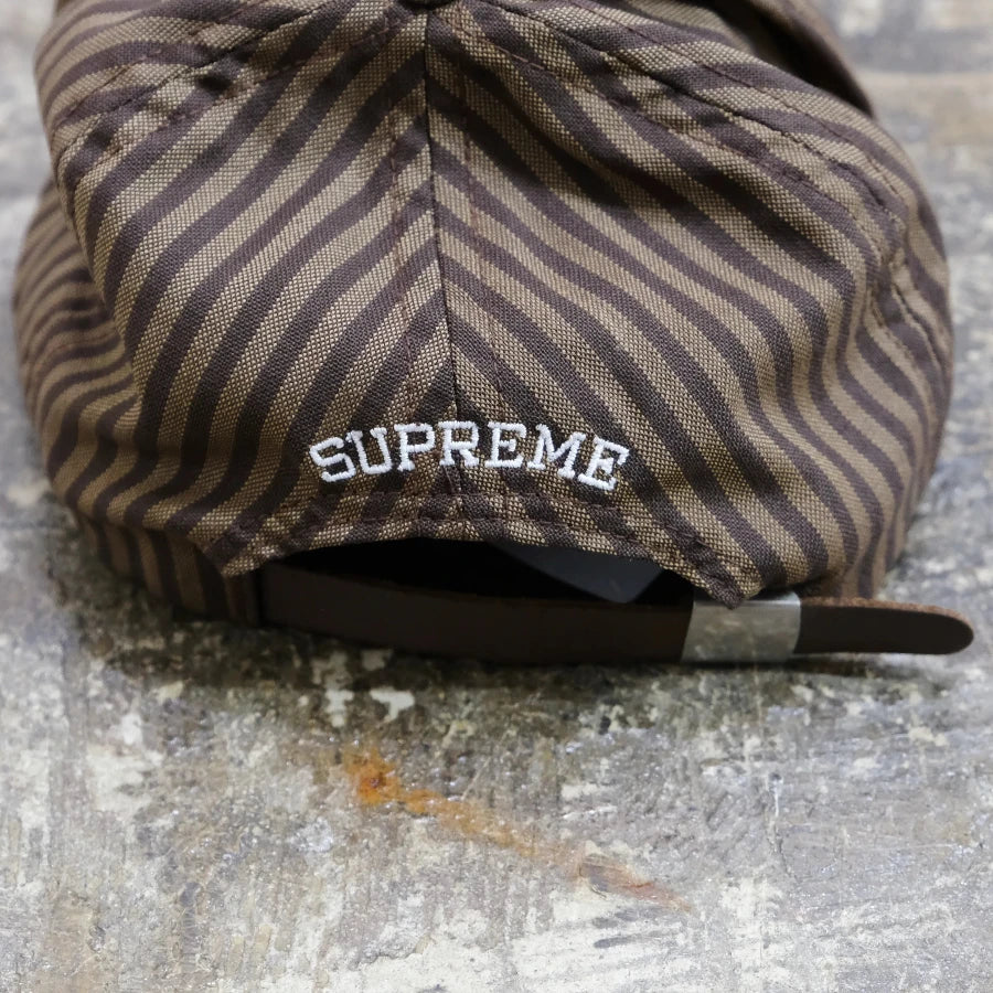 SUPREME STRIPE 5 PANEL HAT BROWN