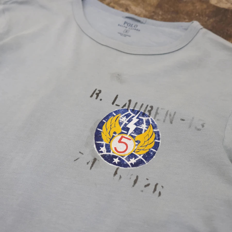 POLO RALPH LAUREN 18TH TACTICAL STRIKE WING LONG SLEEVE T-SHIRT LIGHT BLUE