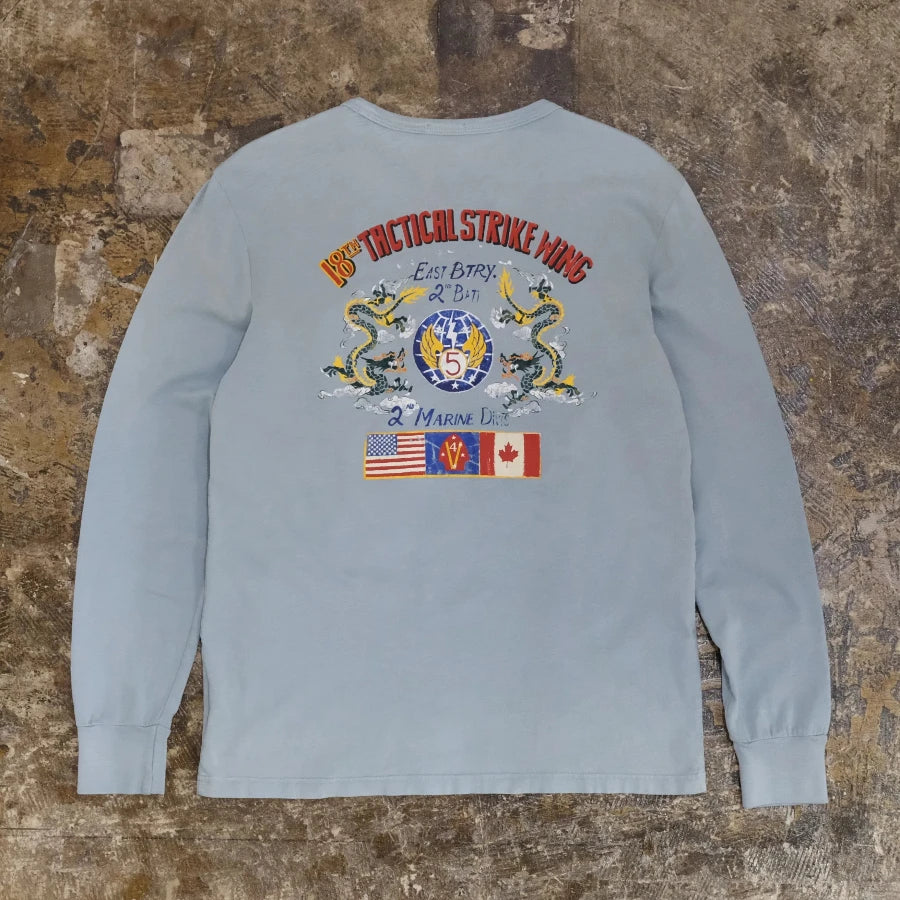 POLO RALPH LAUREN 18TH TACTICAL STRIKE WING LONG SLEEVE T-SHIRT LIGHT BLUE