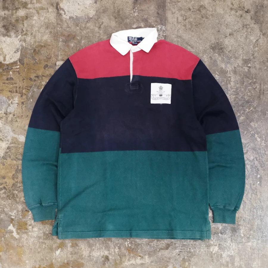 POLO RALPH LAUREN COLOR BLOCK RUGBY SHIRT RED NAVY GREEN