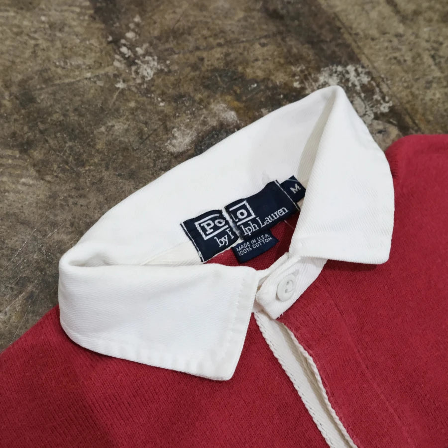 POLO RALPH LAUREN COLOR BLOCK RUGBY SHIRT RED NAVY GREEN