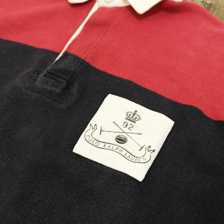 POLO RALPH LAUREN COLOR BLOCK RUGBY SHIRT RED NAVY GREEN