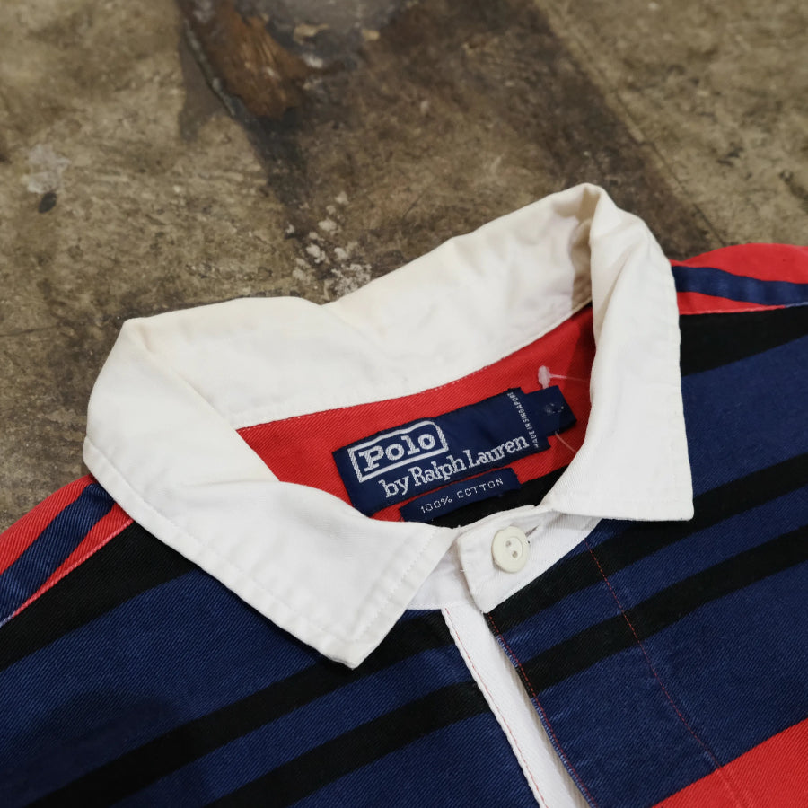 POLO RALPH LAUREN STRIPE RUGBY SHIRT RED MULTI