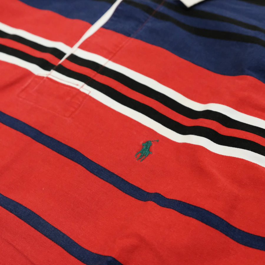 POLO RALPH LAUREN STRIPE RUGBY SHIRT RED MULTI