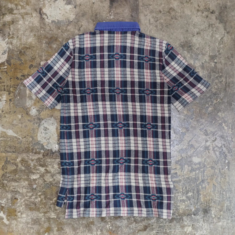 POLO RALPH LAUREN NATIVE CHECK POLO SHIRT NAVY