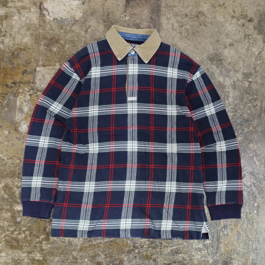 CHAPS RALPH LAUREN CHECK RUGBY SHIRT NAVY