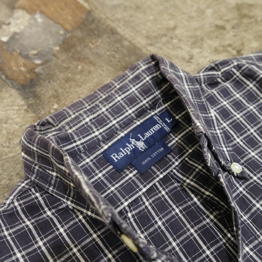 RALPH LAUREN CHECK LONG SLEEVE SHIRT BLACK