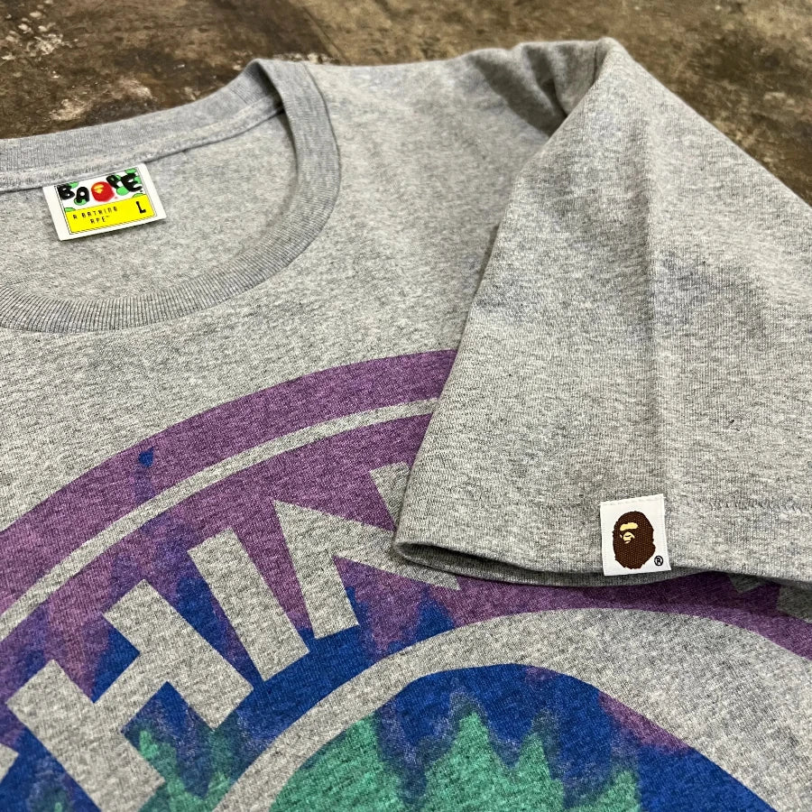 BAPE PIGMENT TIE DYE BIG BUSY WORKS T-SHIRT GREY