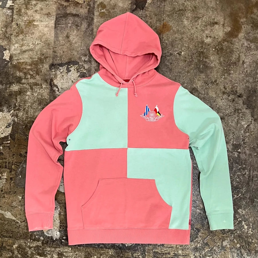 SUPREME COLOR BLOCK HOODY PINK MINT