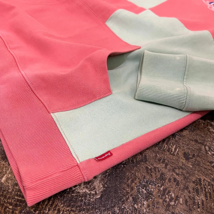 SUPREME COLOR BLOCK HOODY PINK MINT