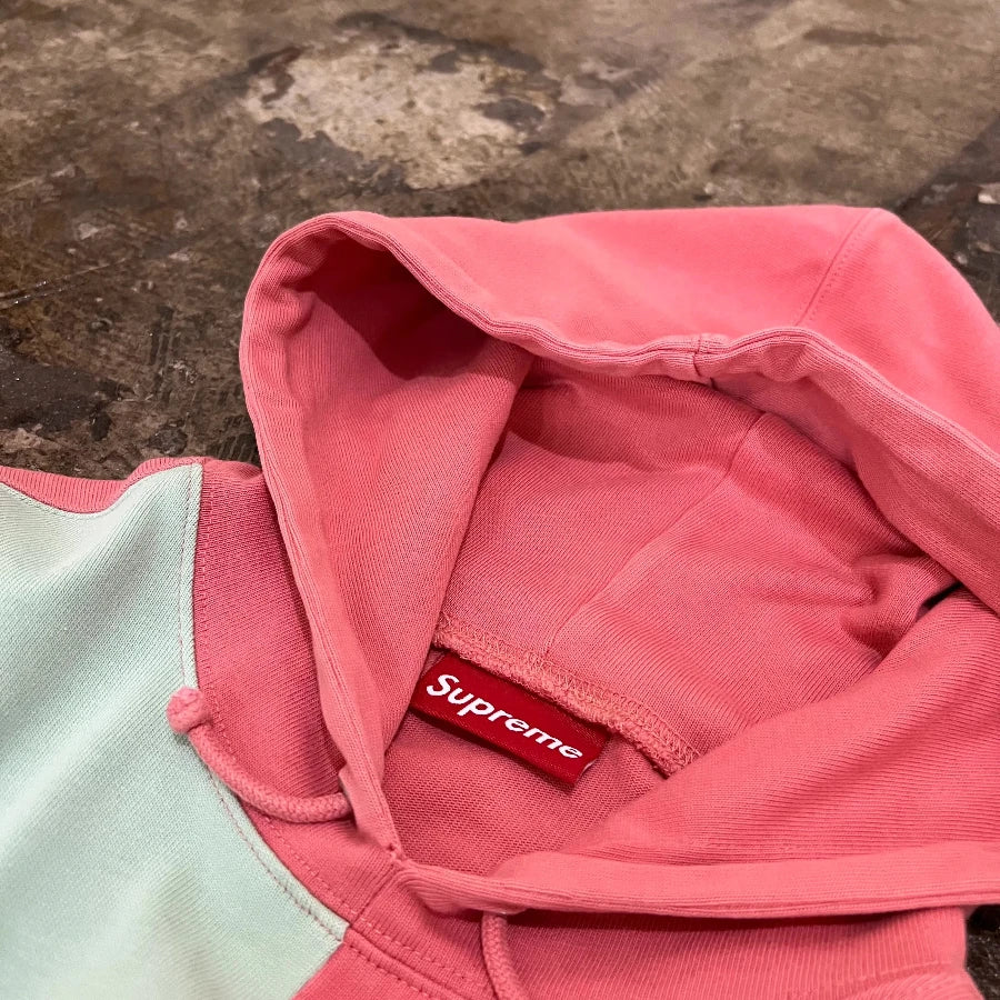 SUPREME COLOR BLOCK HOODY PINK MINT