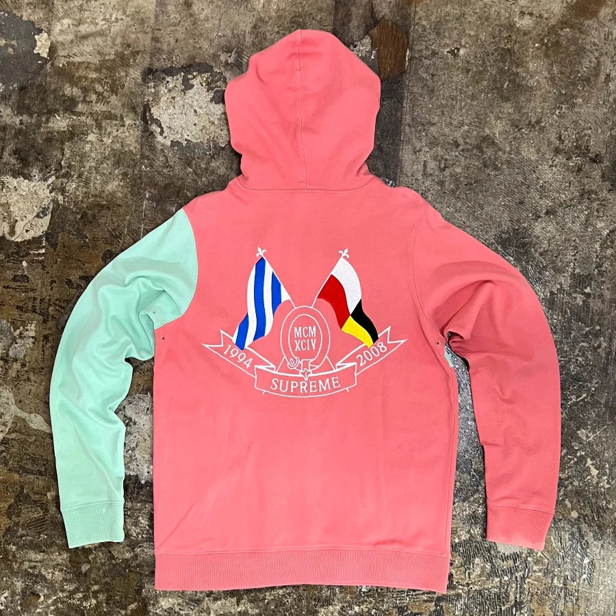 SUPREME COLOR BLOCK HOODY PINK MINT