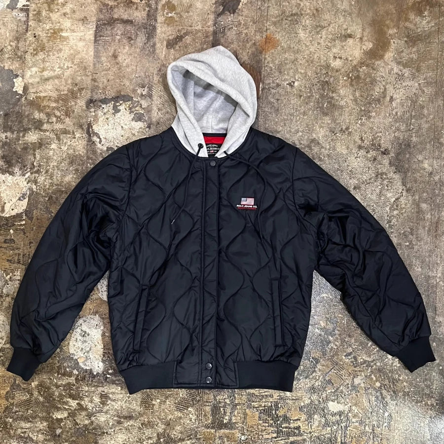 POLO JEANS RALPH LAUREN QUILTING HOODY JACKET BLACK