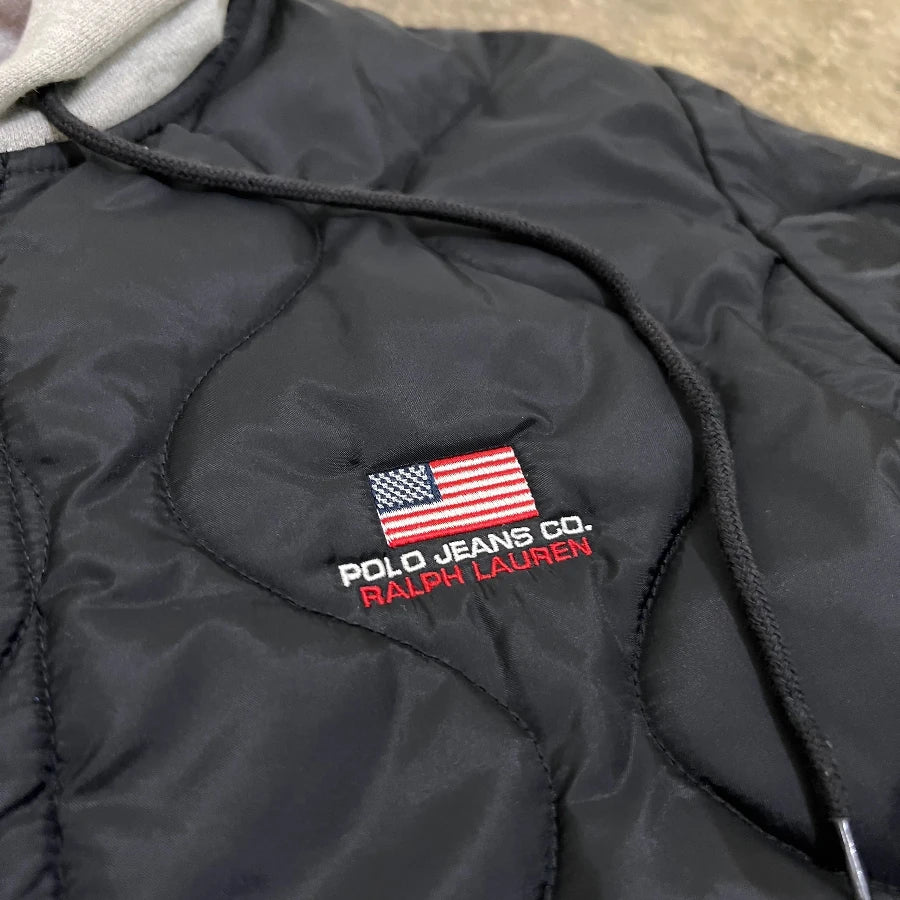 POLO JEANS RALPH LAUREN QUILTING HOODY JACKET BLACK