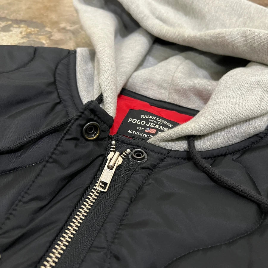 POLO JEANS RALPH LAUREN QUILTING HOODY JACKET BLACK