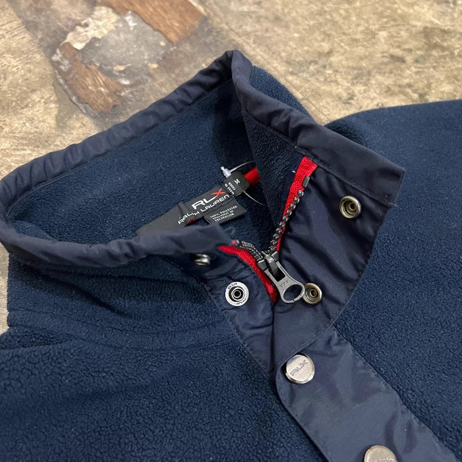 POLO SPORT RLX RALPH LAUREN FLAG HALF ZIP FLEECE BLACK