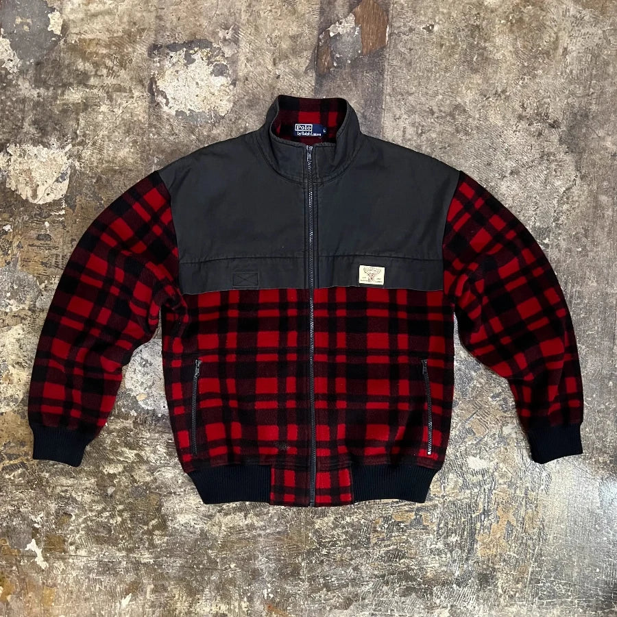 POLO RALPH LAUREN POLO SPORTSMAN CHECK FLEECE JACKET RED