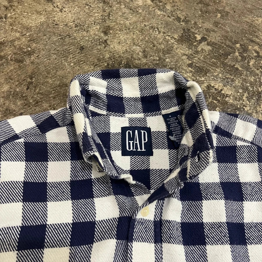 GAP '90 LONG SLEEVE CHECK SHIRT NAVY