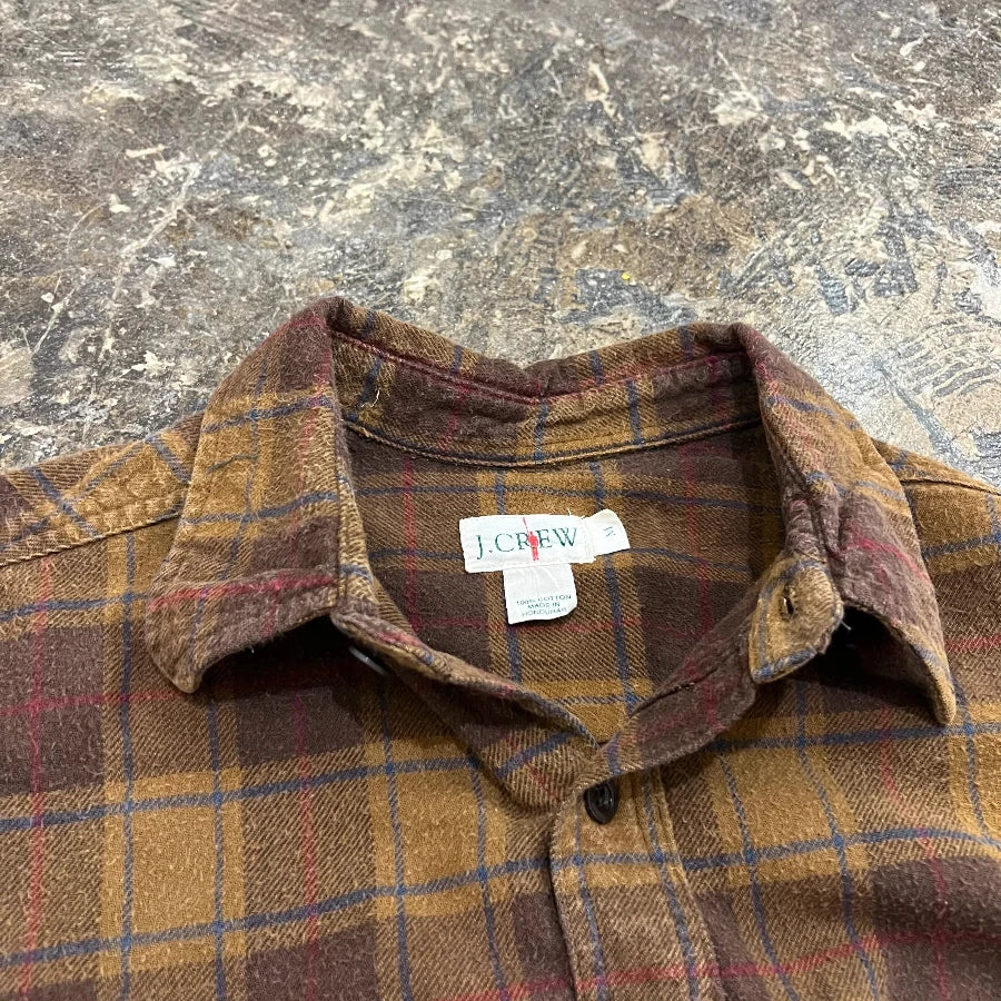 J.CREW LONG SLEEVE CHECK SHIRT BROWN