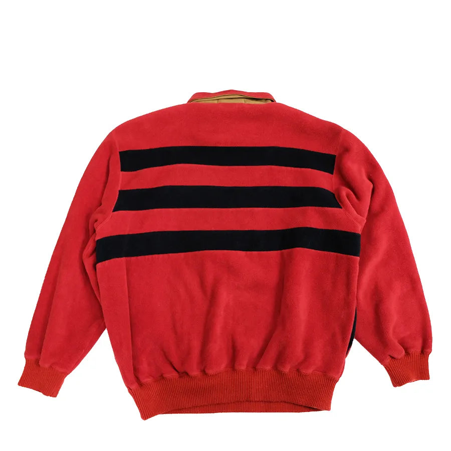 VINTAGE POLO RALPH LAUREN BOARDER BUTTON PULLOVER FLEECE RED