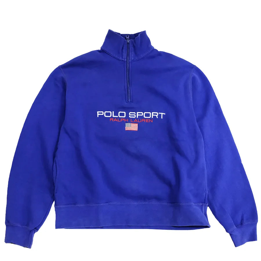 VINTAGE POLO SPORT RALPH LAUREN 1/4 ZIP PULLOVER SWEAT SHIRT BLUE