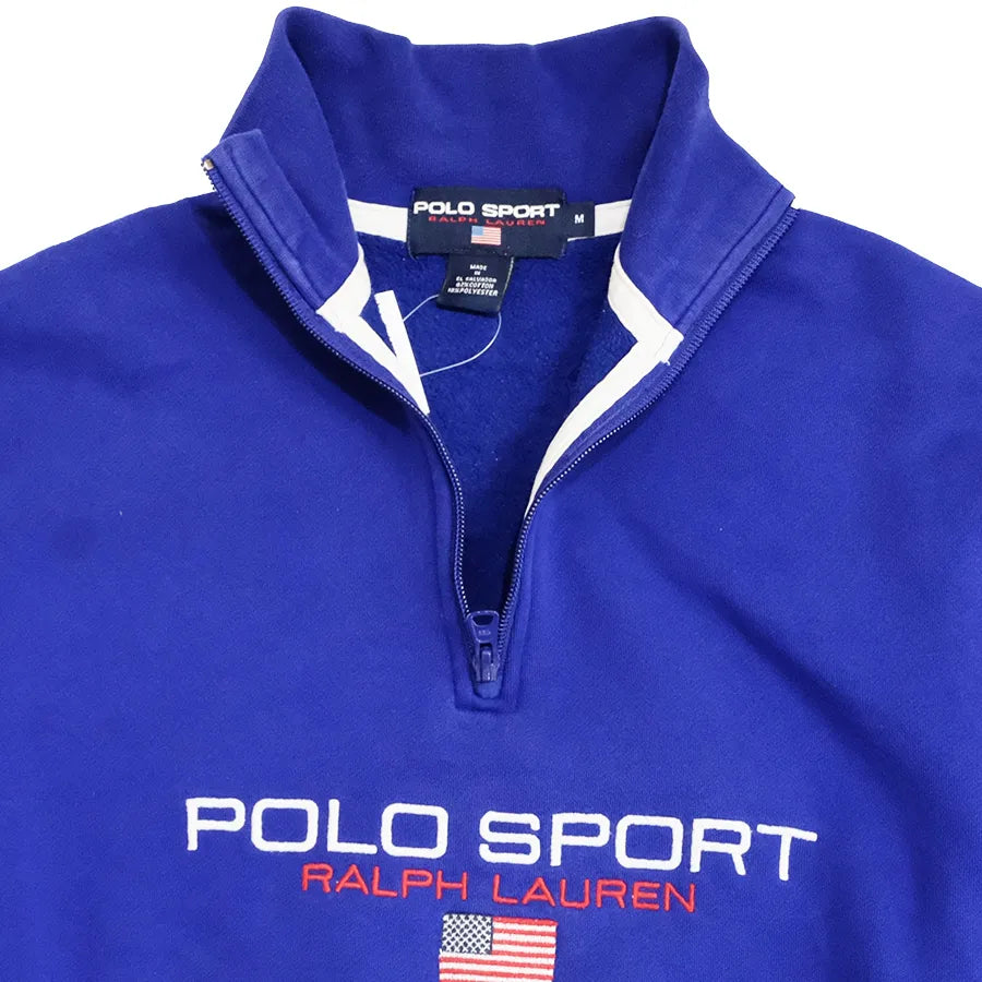VINTAGE POLO SPORT RALPH LAUREN 1/4 ZIP PULLOVER SWEAT SHIRT BLUE