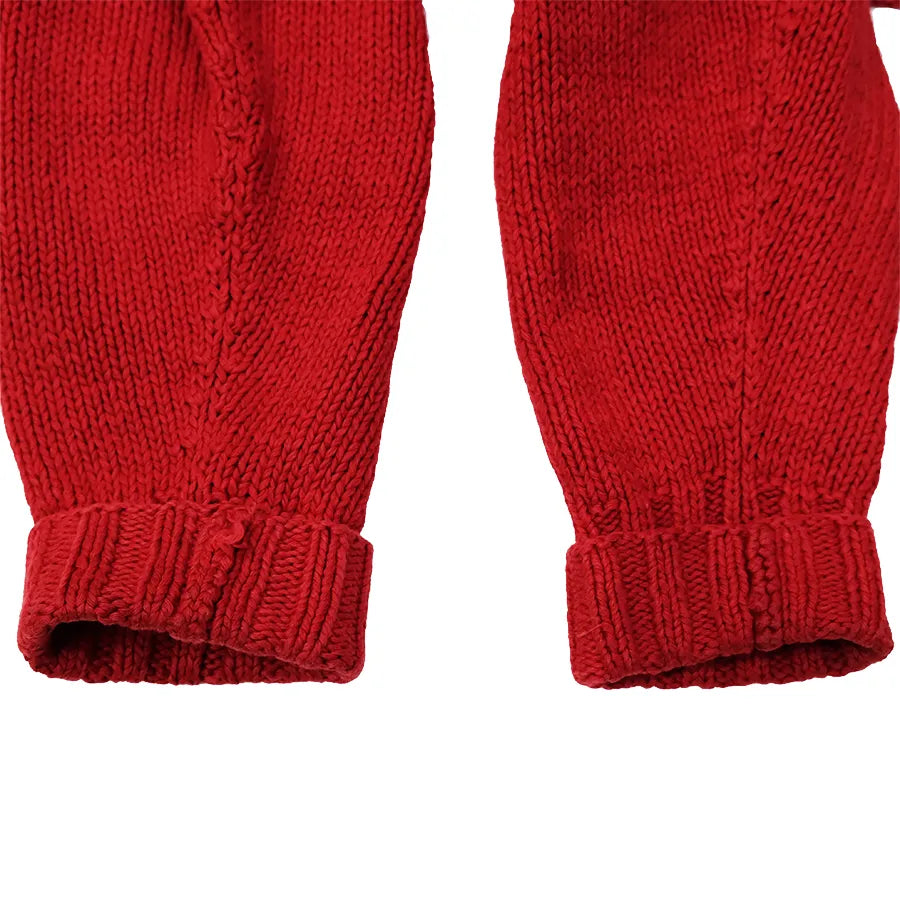 VINTAGE POLO RALPH LAUREN SIT DOWN BEAR HAND KNIT SWEATER RL 92 RED