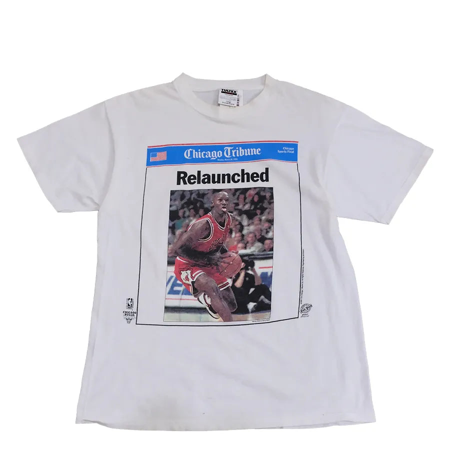 VINTAGE CHICAGO TRIBUNE RELAUNCHED JORDAN T-SHIRT WHITE