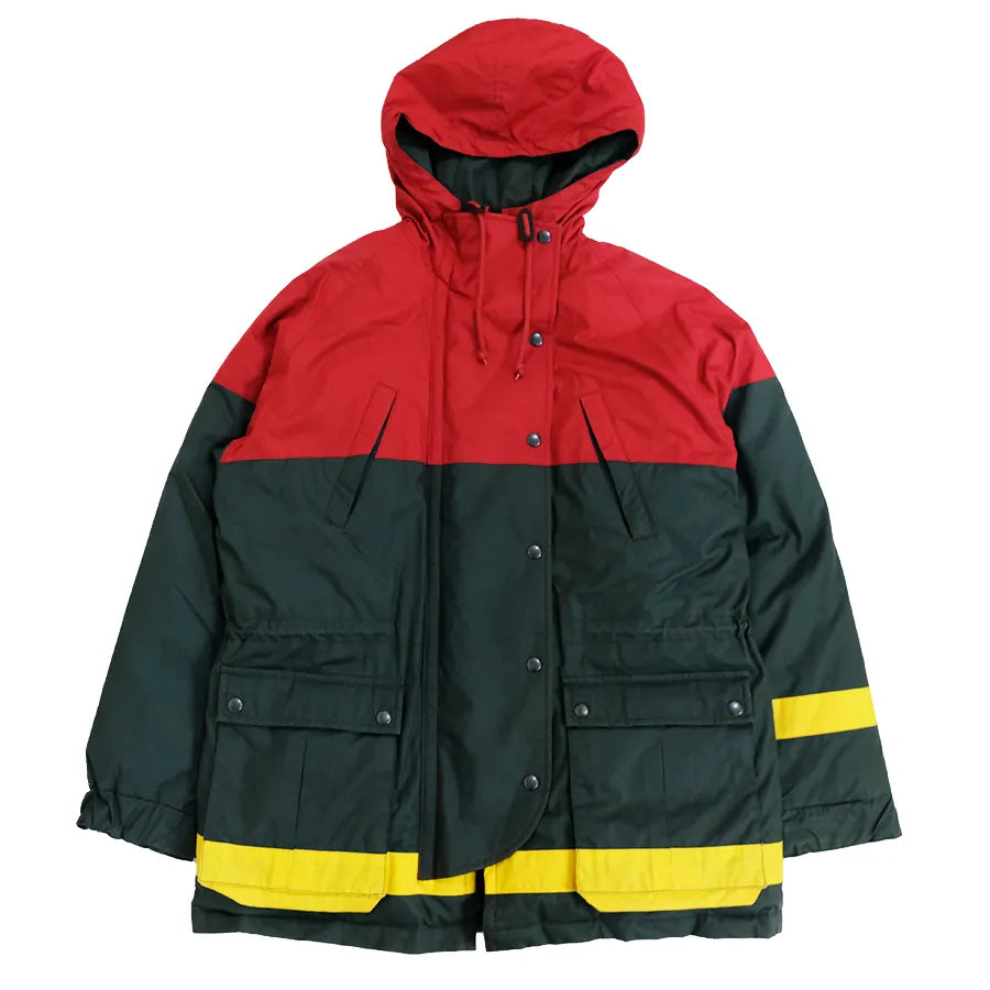 VINTAGE POLO COUNTRY RALPH LAUREN DOWN PUFFER JACKET RED GREEN YELLOW STRIPE