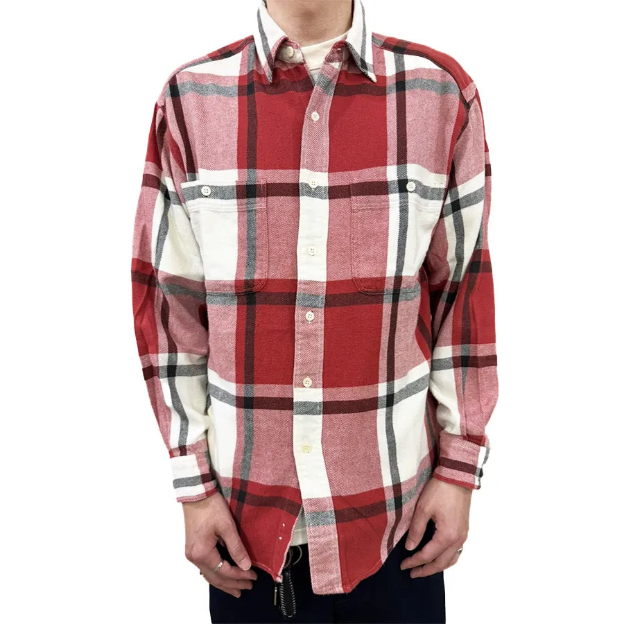 OLD GAP 90S LONG SLEEVE CHECK SHIRT WHITE BLACK RED