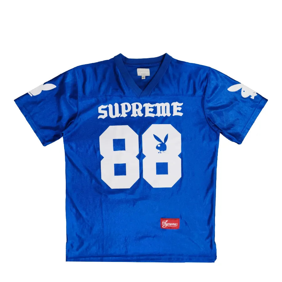 2014 SS SUPREME PLAYBOY FOOTBALL JERSEY BLUE WHITE 2014 SS SUPREME PLAYBOY FOOTBALL JERSEY BLUE WHITE