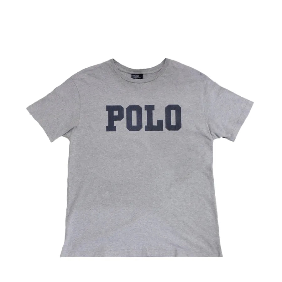 VINTAGE POLO RALPH LAUREN LOGO SPELL OUT T-SHIRT GREY