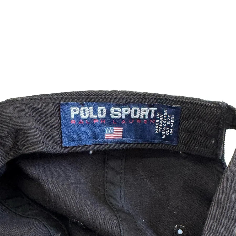 VINTAGE POLO SPORT RALPH LAUREN OCEAN CHALLENGE COMPASS STRAP BACK HAT BLACK