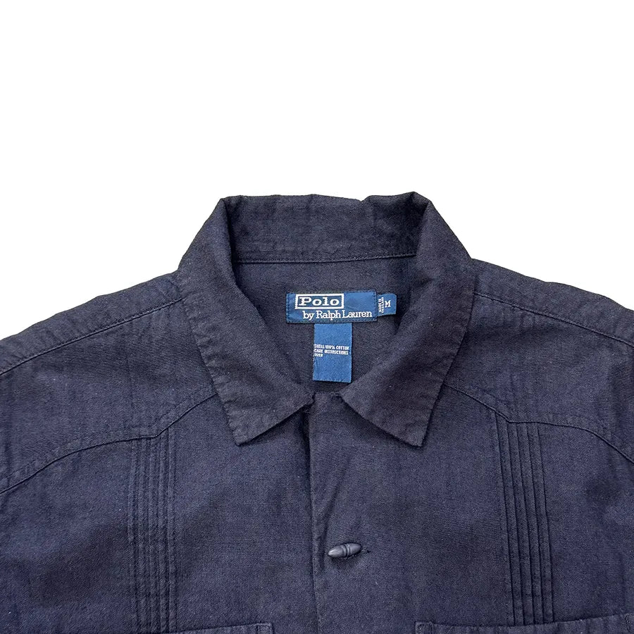 VINTAGE POLO RALPH LAUREN CUBAN COLLAR SHIRT NAVY