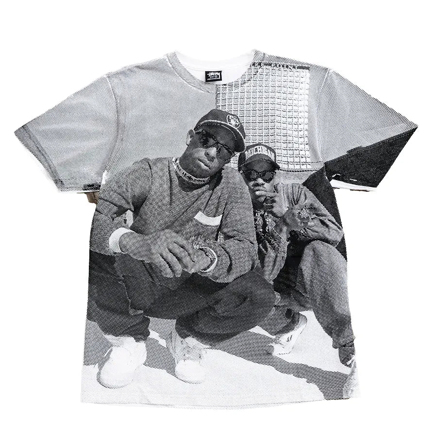 STUSSY GANG STARR ALL OVER PRINT T-SHIRT WHITE