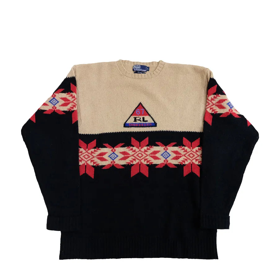 VINTAGE POLO RALPH LAUREN SNOW BEACH WOOL KNITTED SWEATER
