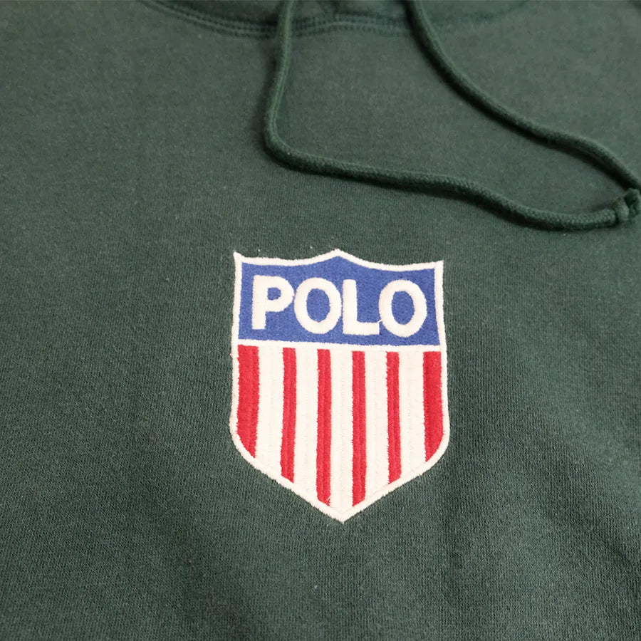 VINTAGE POLO RALPH LAUREN K-SWISS HOODIE GREEN