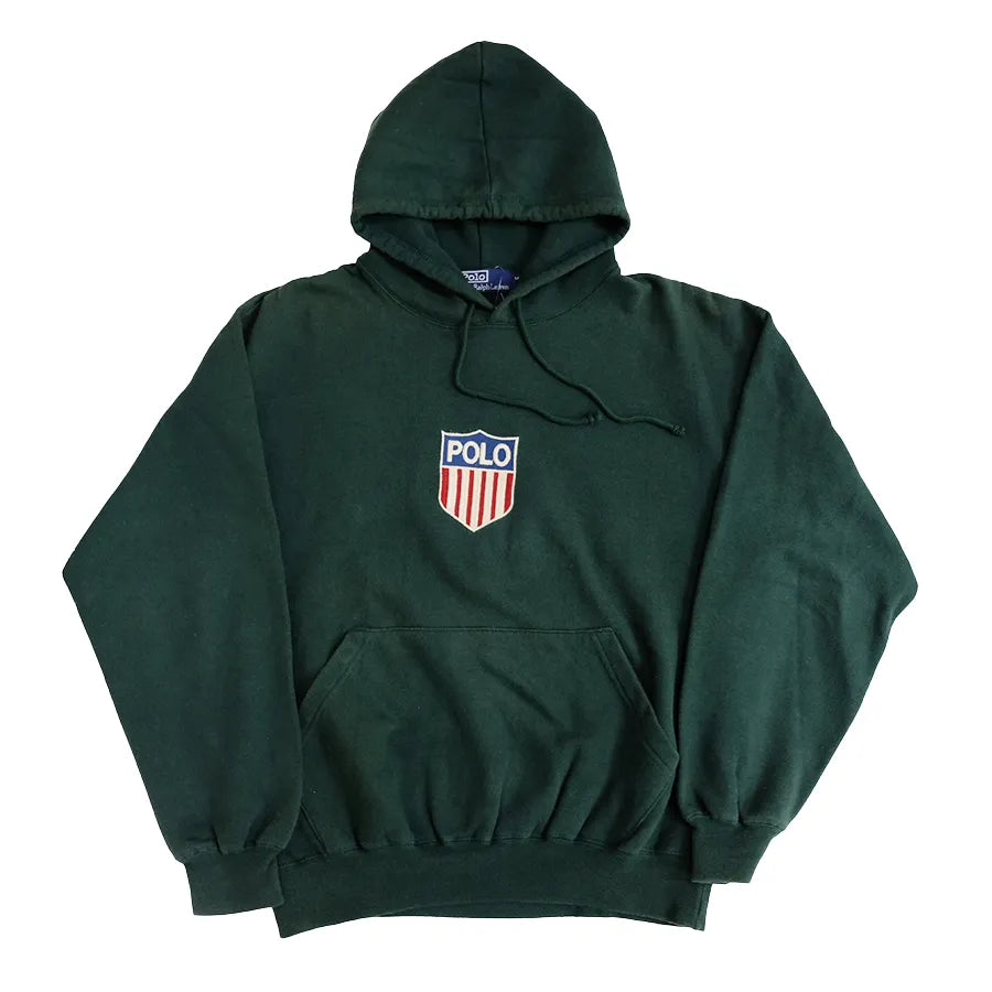 VINTAGE POLO RALPH LAUREN K-SWISS HOODIE GREEN