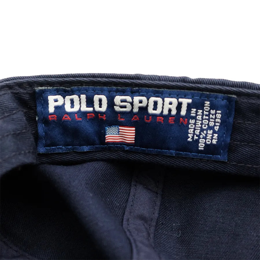 VINTAGE POLO SPORT RALPH LAUREN HAT SCRIPT NAVY RED