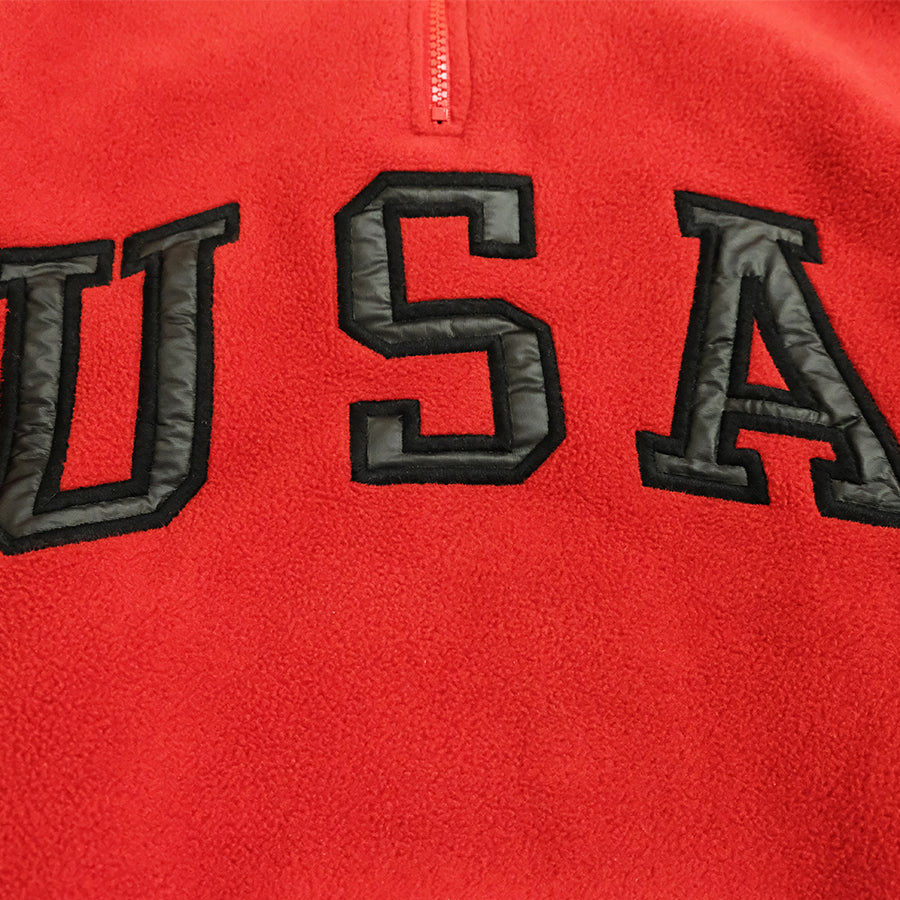 POLO RALPH LAUREN USA PULLOVER ZIP FLEECE RED BLACK