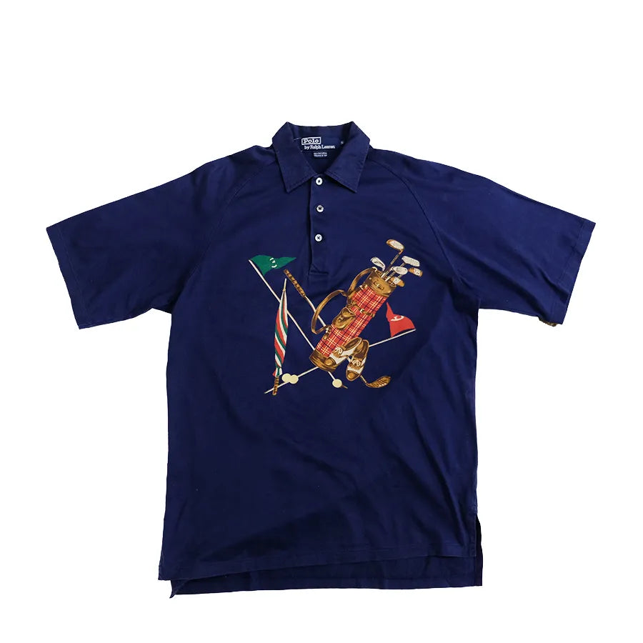 VINTAGE RALPH LAUREN POLO EQUIPMENT STICK MALLET EQUESTRIAN GRAPHIC SHIRT