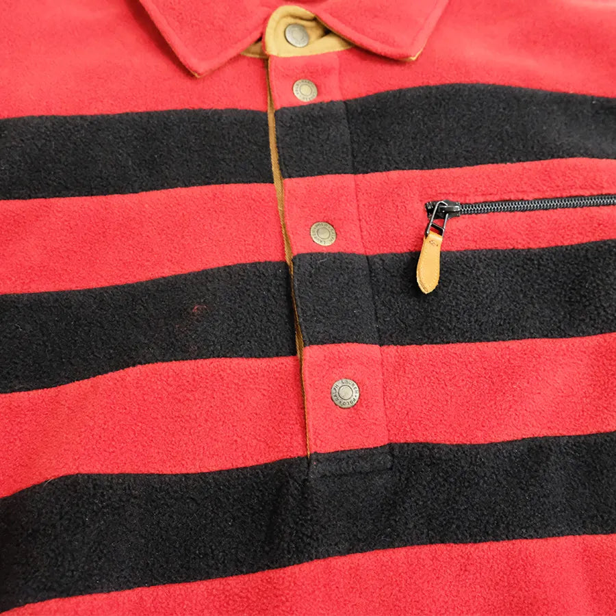 VINTAGE POLO RALPH LAUREN BOARDER BUTTON PULLOVER FLEECE RED