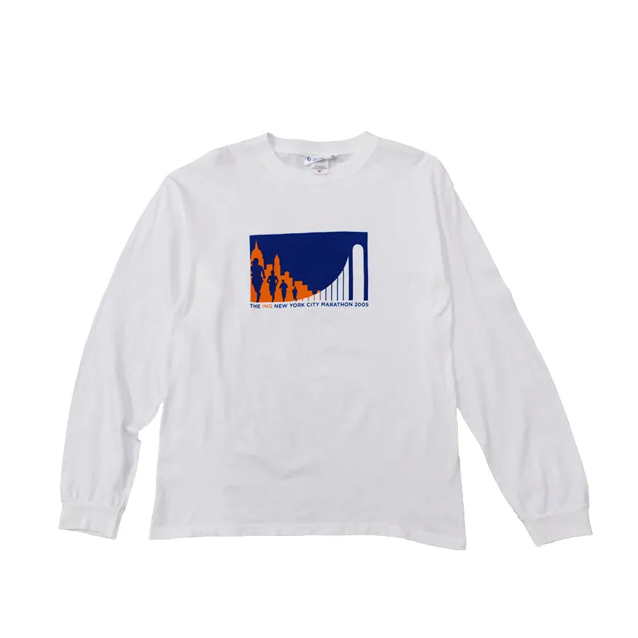 VINTAGE 2005 THE ING NEW YORK CITY MARATHON LONG SLEEVE T-SHIRT WHITE