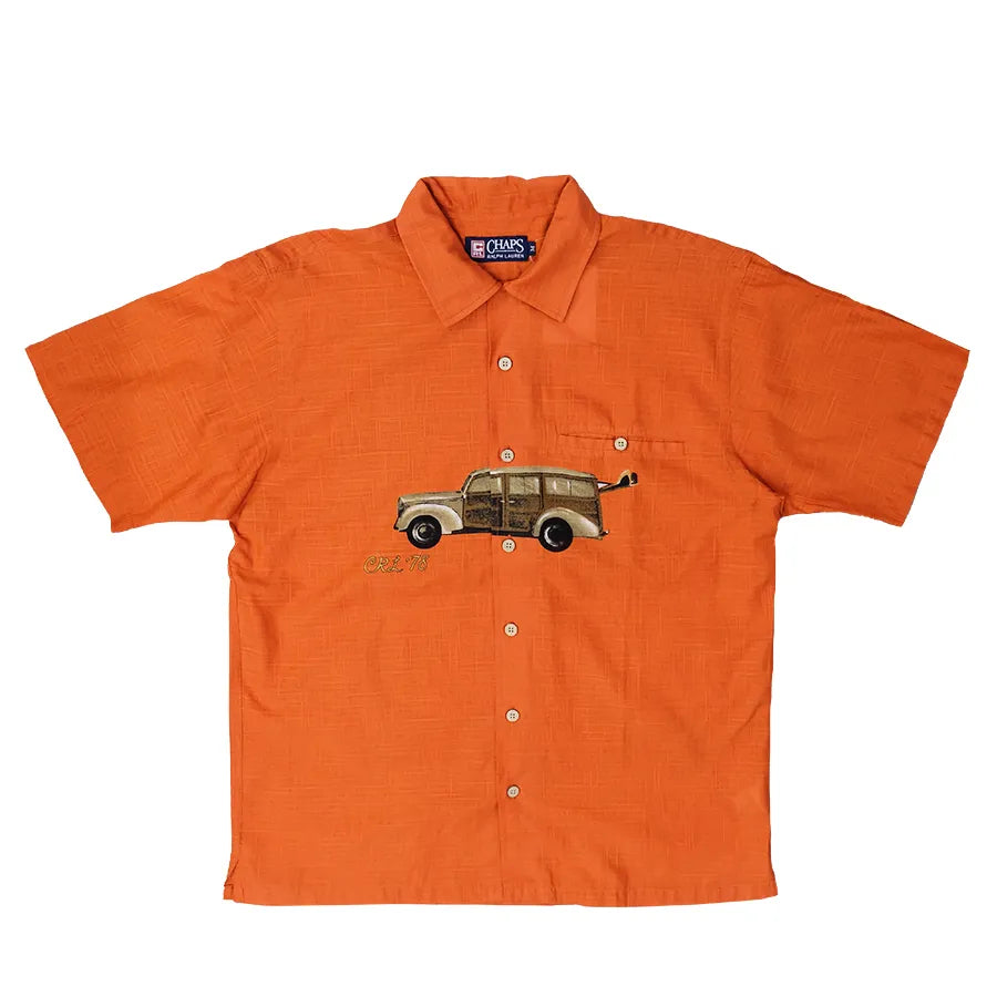 POLO RALPH LAUREN CHAPS CRL 78 SURF WAGON LINEN SHIRT ORANGE