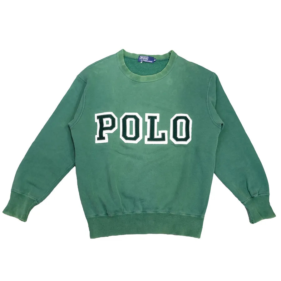 POLO RALPH LAUREN SPELL OUT LOGO SWEATER GREEN