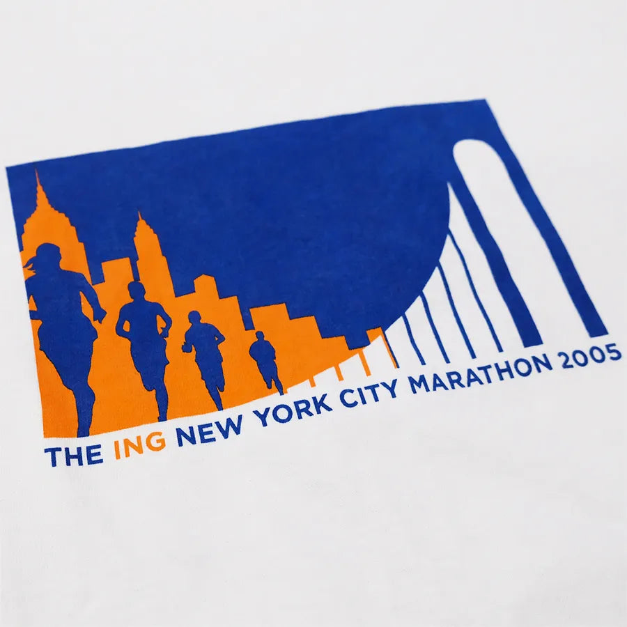 VINTAGE 2005 THE ING NEW YORK CITY MARATHON LONG SLEEVE T-SHIRT WHITE
