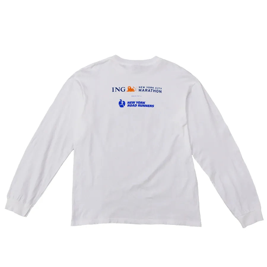 VINTAGE 2005 THE ING NEW YORK CITY MARATHON LONG SLEEVE T-SHIRT WHITE
