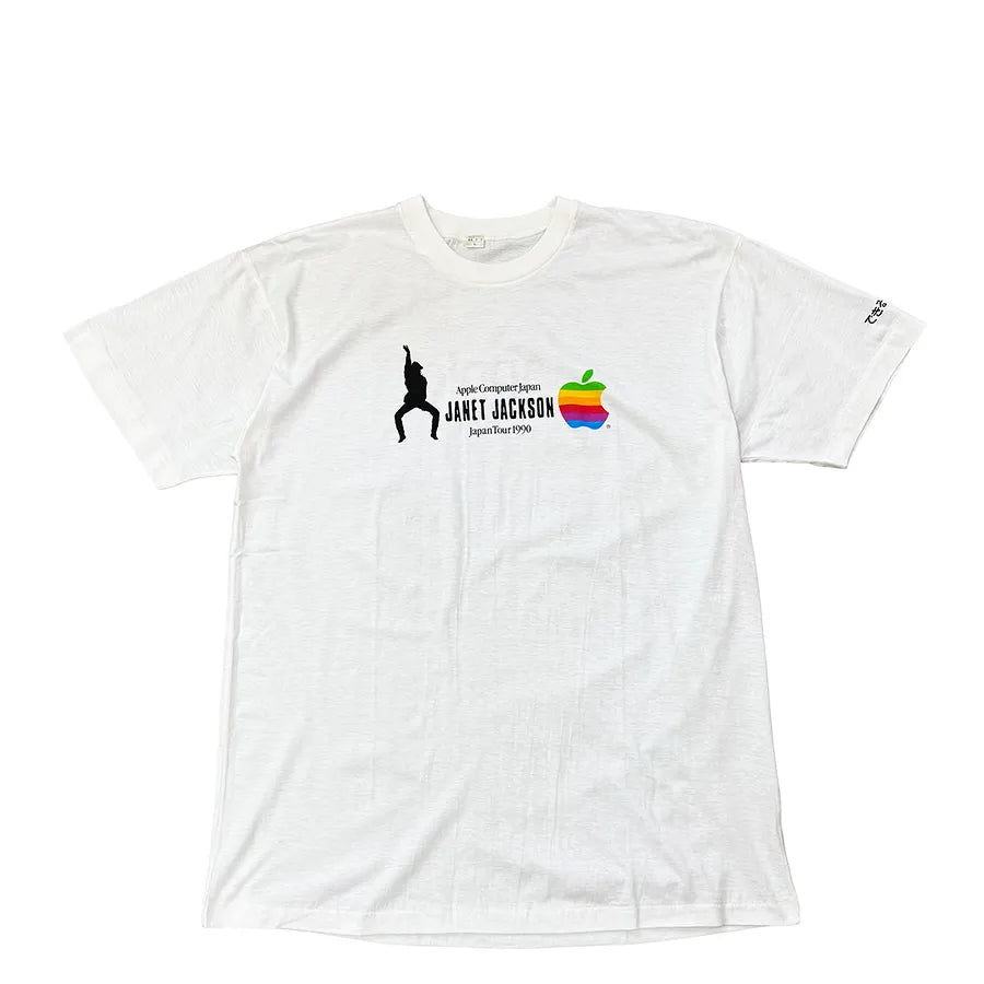 VINTAGE DEADSTOCK JANET JACKSON 1990 JAPAN TOUR T-SHIRT APPLE WHITE