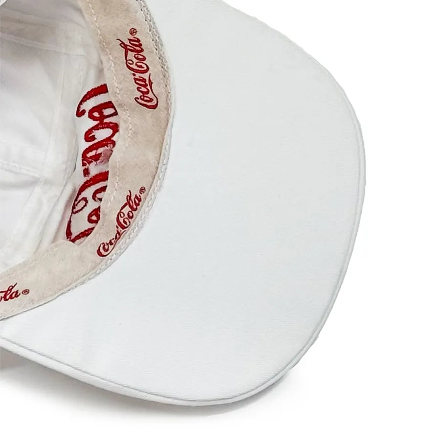 VINTAGE COCA COLA APPAREL OFFICIAL LONG BILL 5 PANEL HAT WHITE