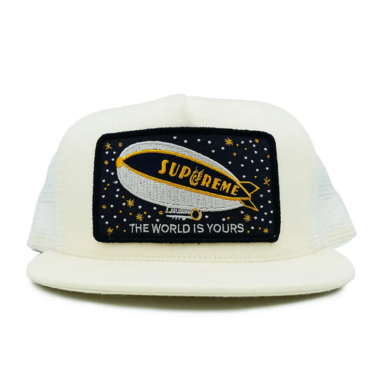 SUPREME WORLD IS YOURS TRUCKER HAT WHITE